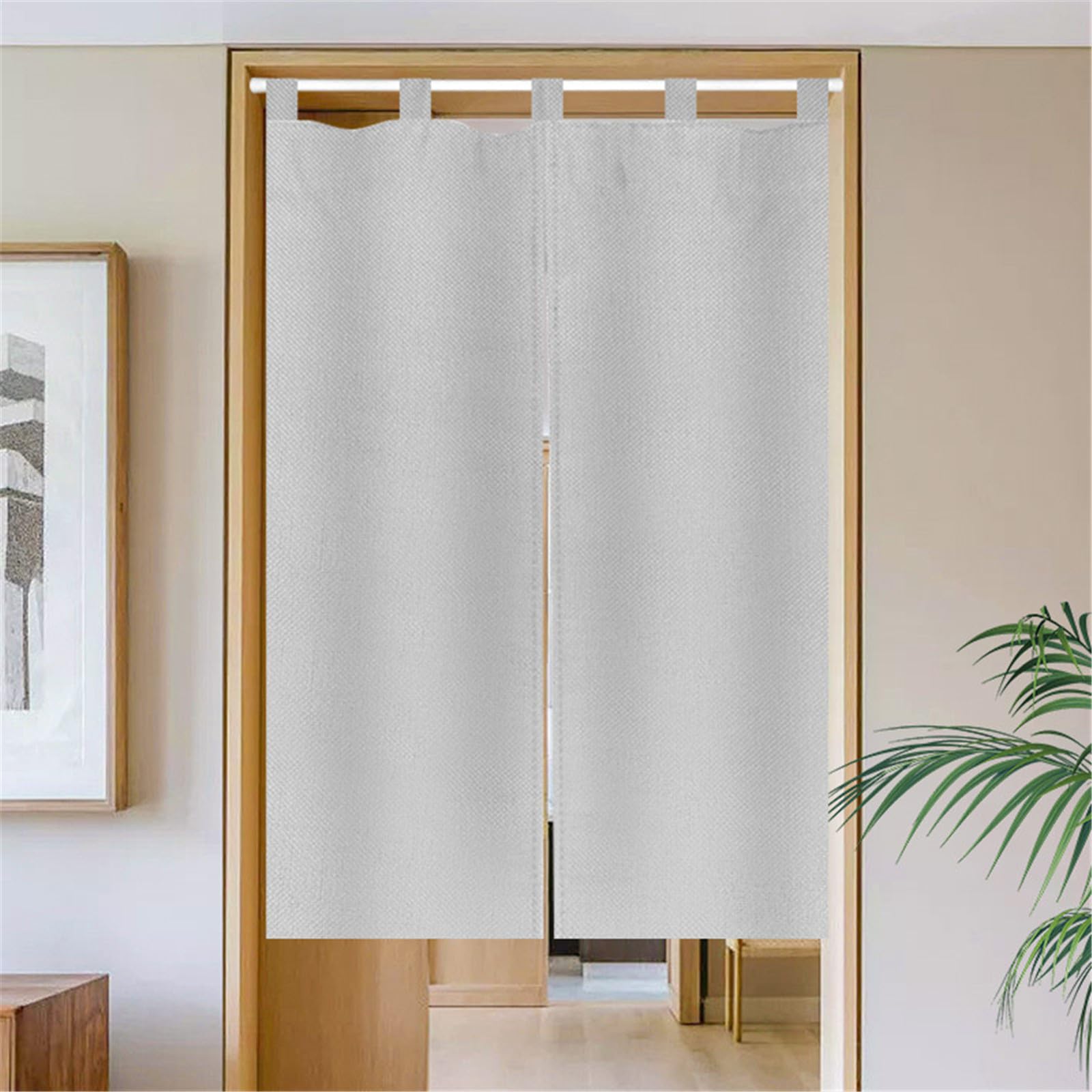Japanese Noren Doorway Curtain Solid Color Cotton Linen Half-Door Curtain Window Treatment Tapestry for Kitchen Bistro Partition Shading Shops Home Restaurant (White,85x120cm)