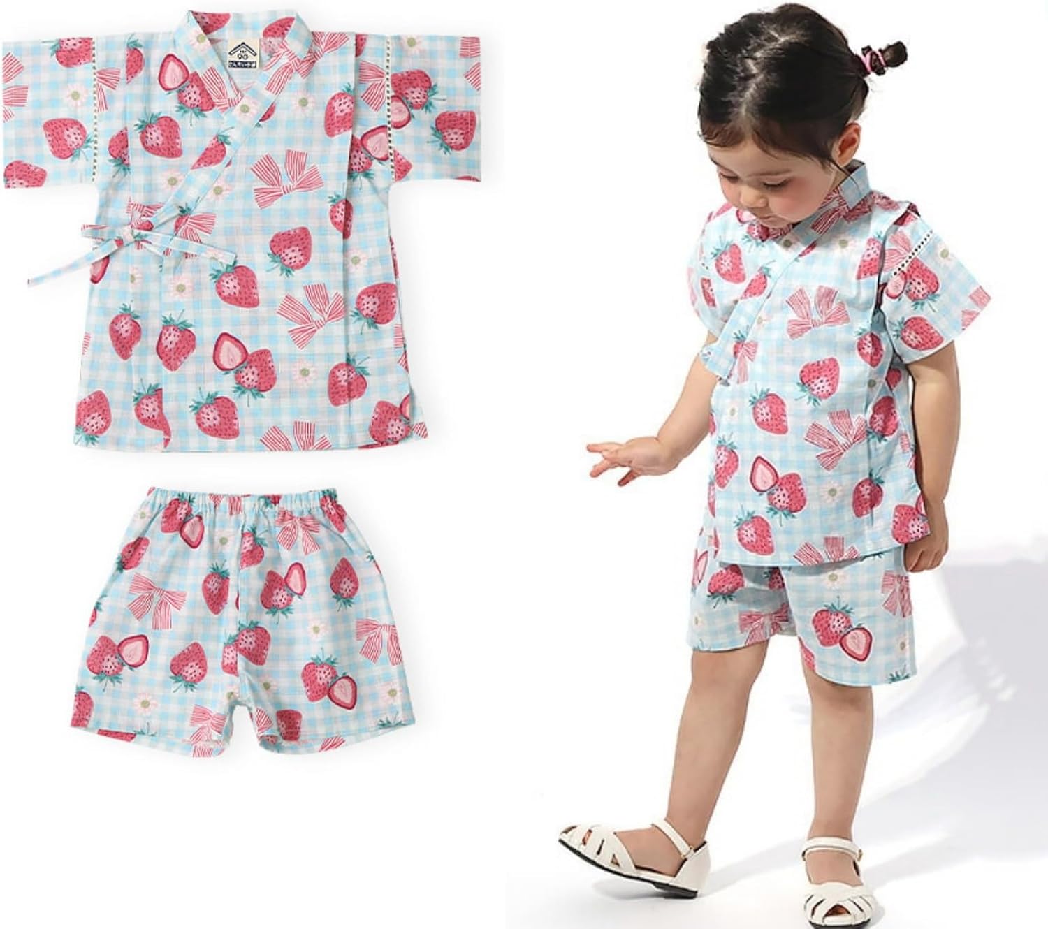 Children's Kimono Girls Clothes 2-Pieces Outfit Kids Jinbei Cute Japanese Kimono 100% Cotton Summer Casual Costume - Image 4