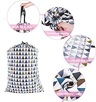 Vista 4 de Bolsa de lavandería SWISSELITE con asa y cordón, bolsa de lavandería grande y resistente, 28 x 40 pulgadas, bolsa de ropa sucia de viaje