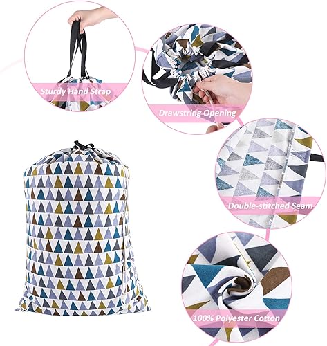 Miniatura 4 de SWISSELITE Bolsa de lavandería con asa y cordón, bolsa de lavandería grande y resistente, 28 x 40 pulgadas, bolsa de ropa sucia de viaje para