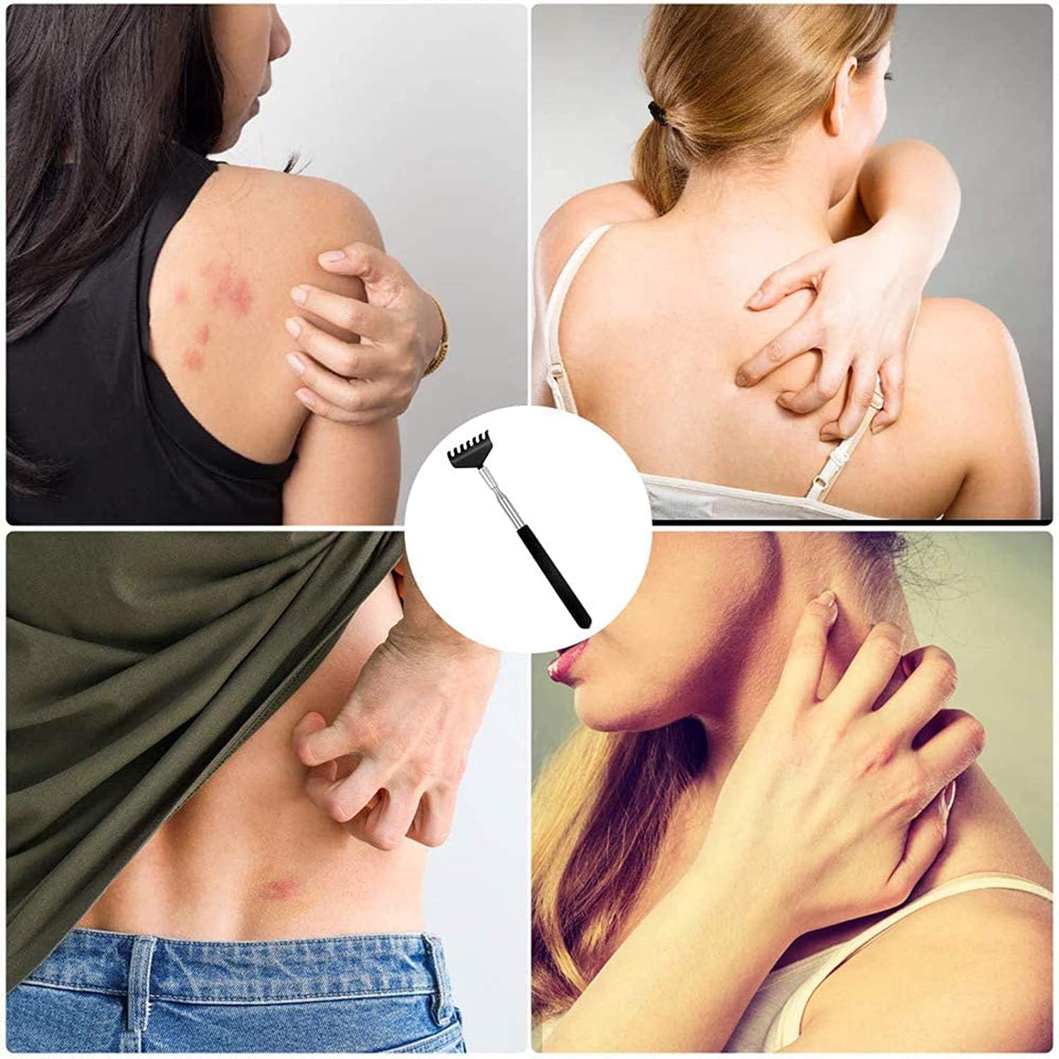 Back Scratcher, WOVTE Black Portable Extendable Stainless Steel Telescoping Back Massager for Adults Men Women Itch Relief (7.87 to 26.77 Inch) : Health & Household