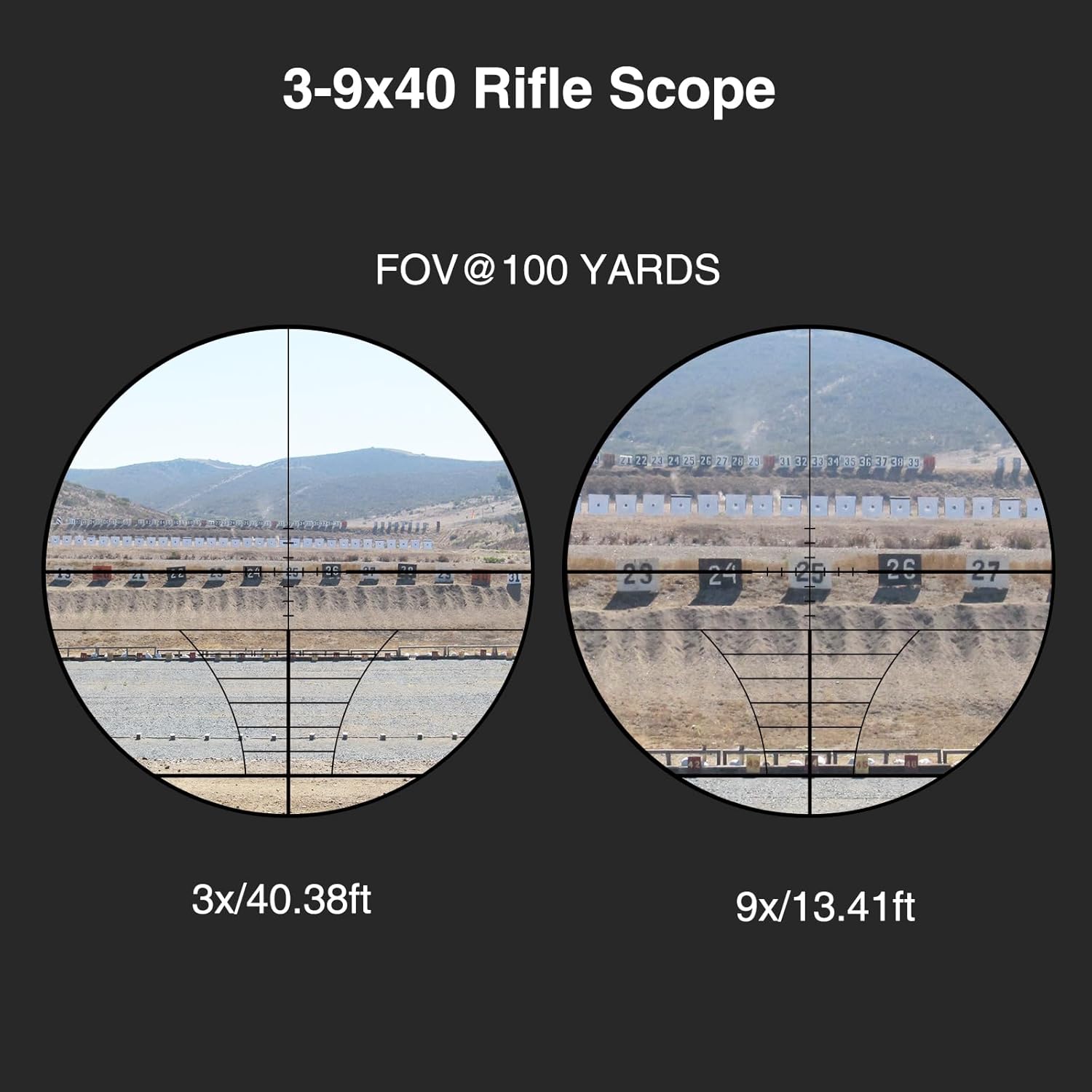CVLIFE 3-9x40 Rifle Scope, Red & Green Illuminated Optical Riflescope, 1 inch Tube Scope for Hunting with Mounts