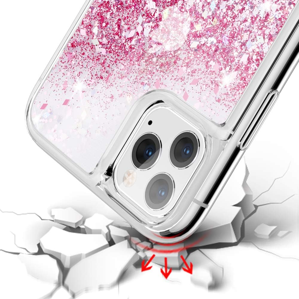 Maxdara Case for iPhone 11 Pro Max Case Glitter Women Girls (Screen Protector) Liquid Quicksand Soft TPU Bling Shiny Sparkle Pretty Case for iPhone 11 Pro Max 6.5 inches (Rosegold)