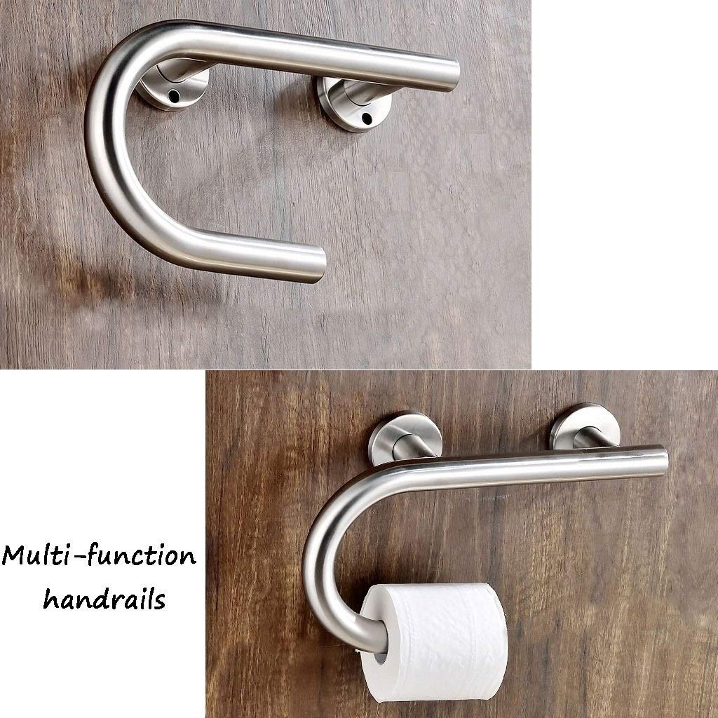 Barras de Agarre Manija Soporte de Seguridad Pasamanos, Soporte de Papel Higiénico Barras de Agarre para Baño, Barrera de Seguridad Antideslizante de Acero Inoxidable, Baño Ducha Asistencia para Pers