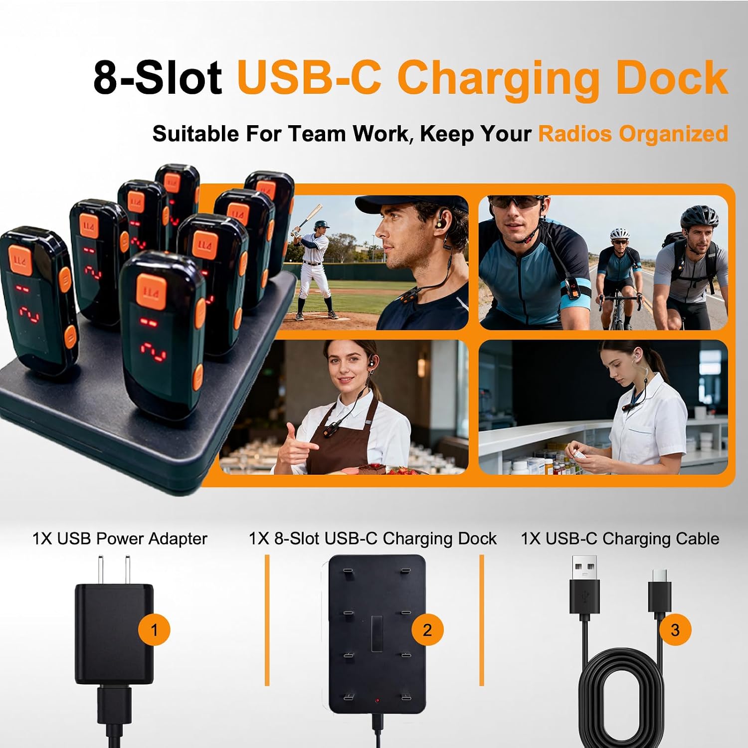HAOO 8-Slot USB-C Charging Dock for Two-Way Radios & Mini Walkie Talkie image 4