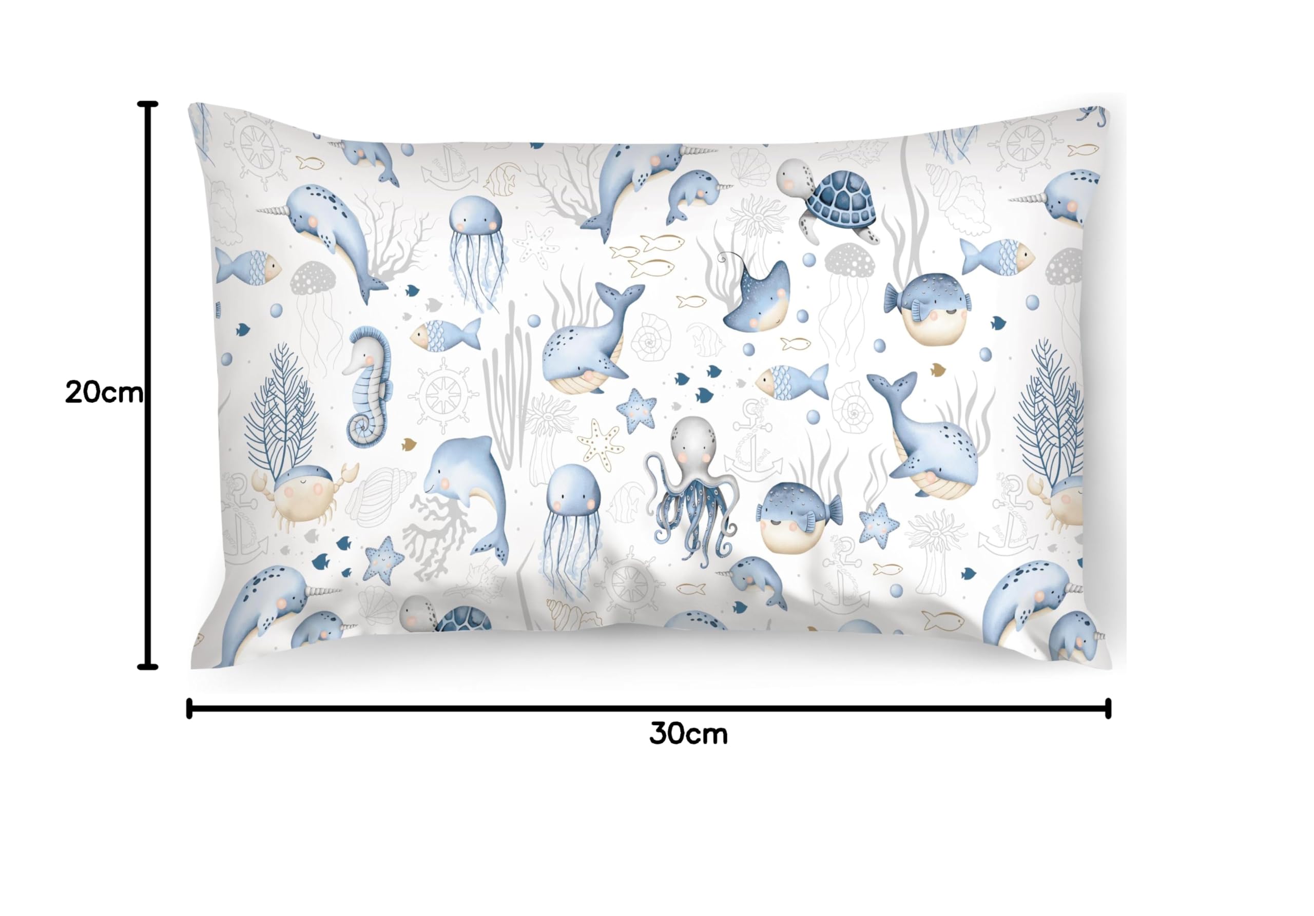 PinkZebra federa per cuscino 20 x 30 cm 100% cotone bambini animali marini Öko-tex cerniera