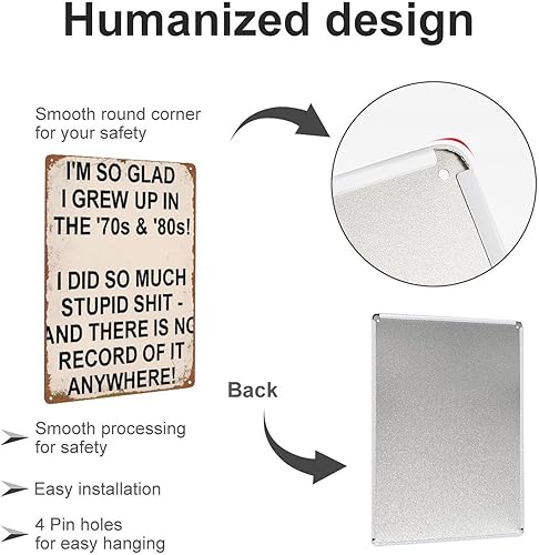 Miniatura 3 de Retro 70s & 80s Humor Metal Sign Tin Poster Wall Art for Family Room Bedroom Basement Decor 8x12 Inch