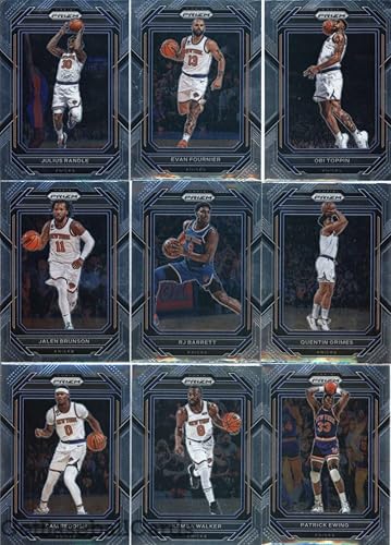2022-23 Panini Prizm (No SP) Juego de 9 cartas del equipo de los New York Knicks Julius Randle (#7), Evan Fournier (#8), Obi Toppin (#9), Jalen