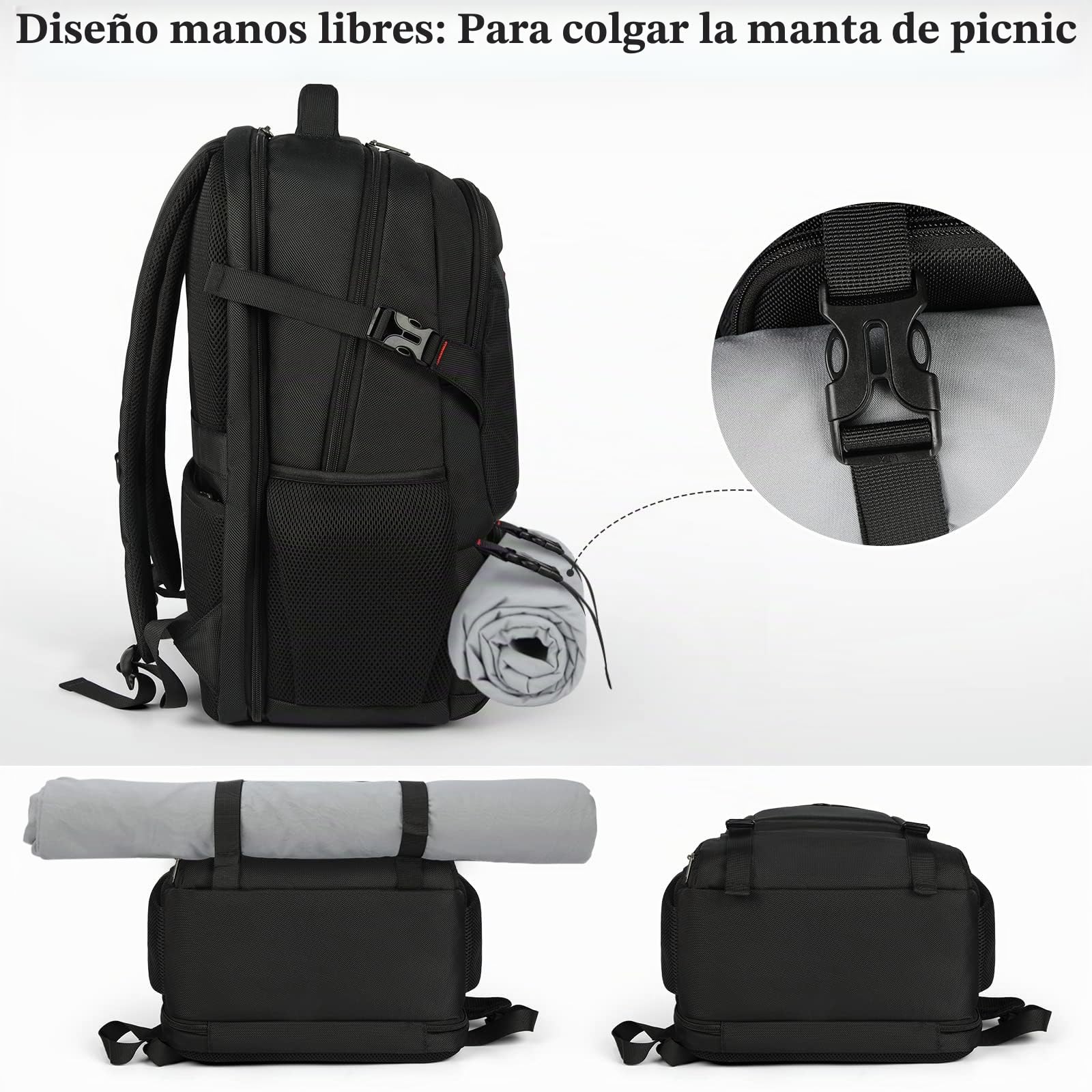 NEWHEY Mochila Portátil 17.3 Pulgadas con Compartimento Isotérmico para Almuerzo y Puerto USB Mochila Nevera Hombre Impermeable Bolsa Termica Mujer Trabajo Viaje Escolares Picnic Negro