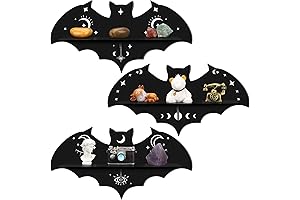 Bewitching Black Bat Shelf Trio: Enhance Your Gothic Abode