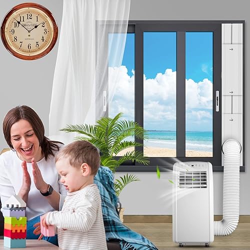 Miniatura 8 de Kit de ventana de aire acondicionado portátil con manguera de escape antihoraria de 5.9 pulgadas, kit de sellado de ventilación de ventana de unidad