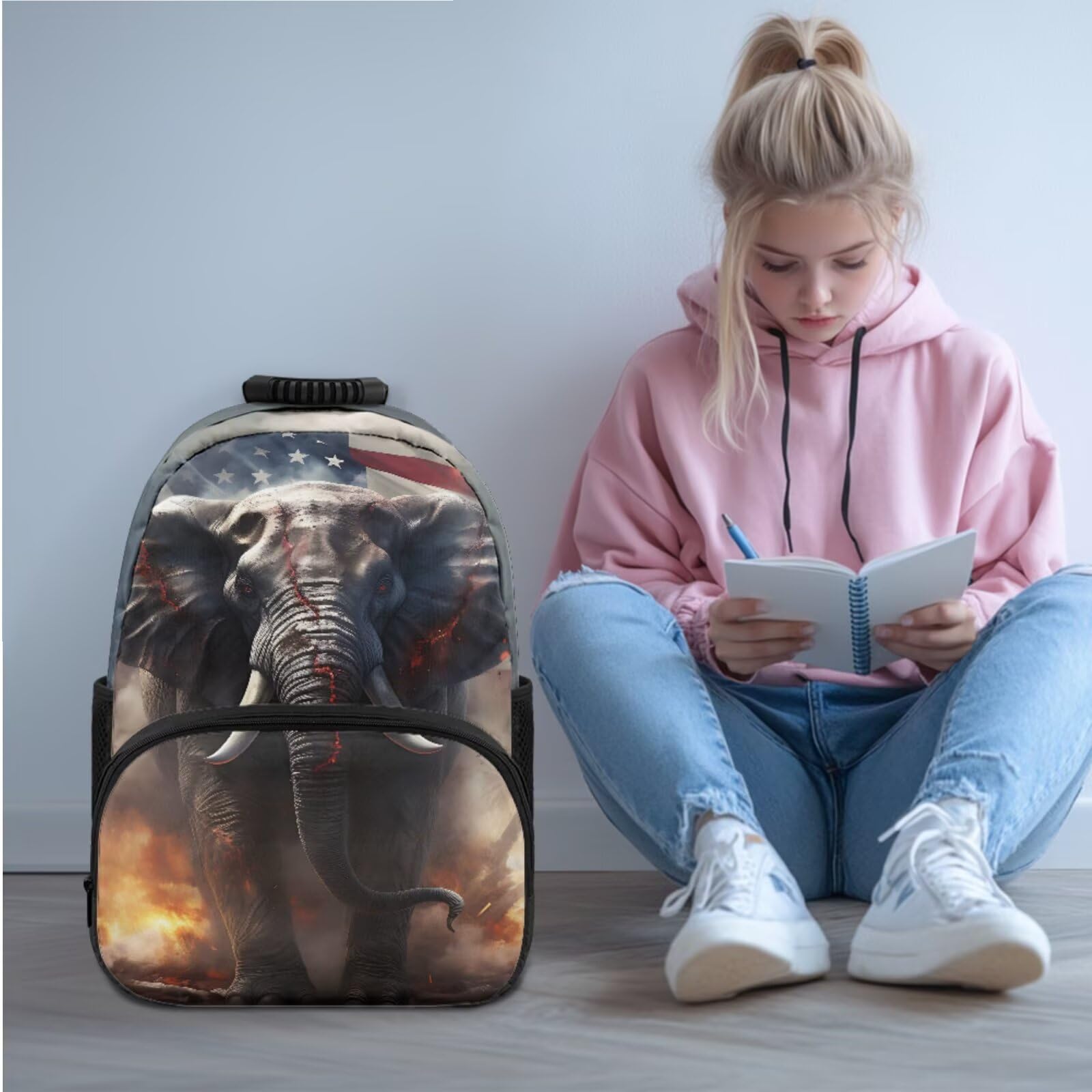 Grande zaino per libri per ragazzi con set portapranzo, materiale durevole e resistente all'usura, perfetto per scuola, viaggi e attività all'aperto, per bambini