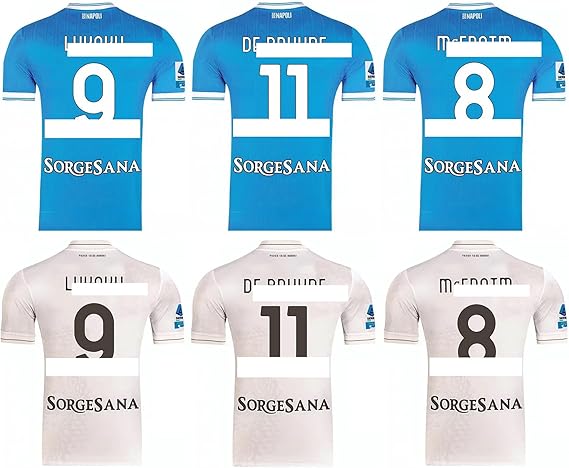 ナポリ DE BRUYNE ホワイトジャージ 11 番 デ・ブルイネナポリのホームユニフォーム半袖11番 DE BRUYNE