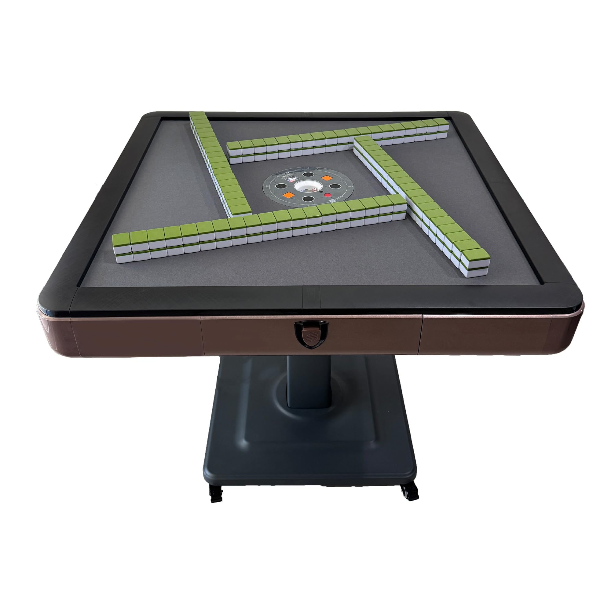 Sifang City Folding Automatic Mahjong Table, American 110V and Plug, 8ft Cable, Dining Table, Includes 2 Dices, Glass Table Cover, 2 Sets Tiles (42mm