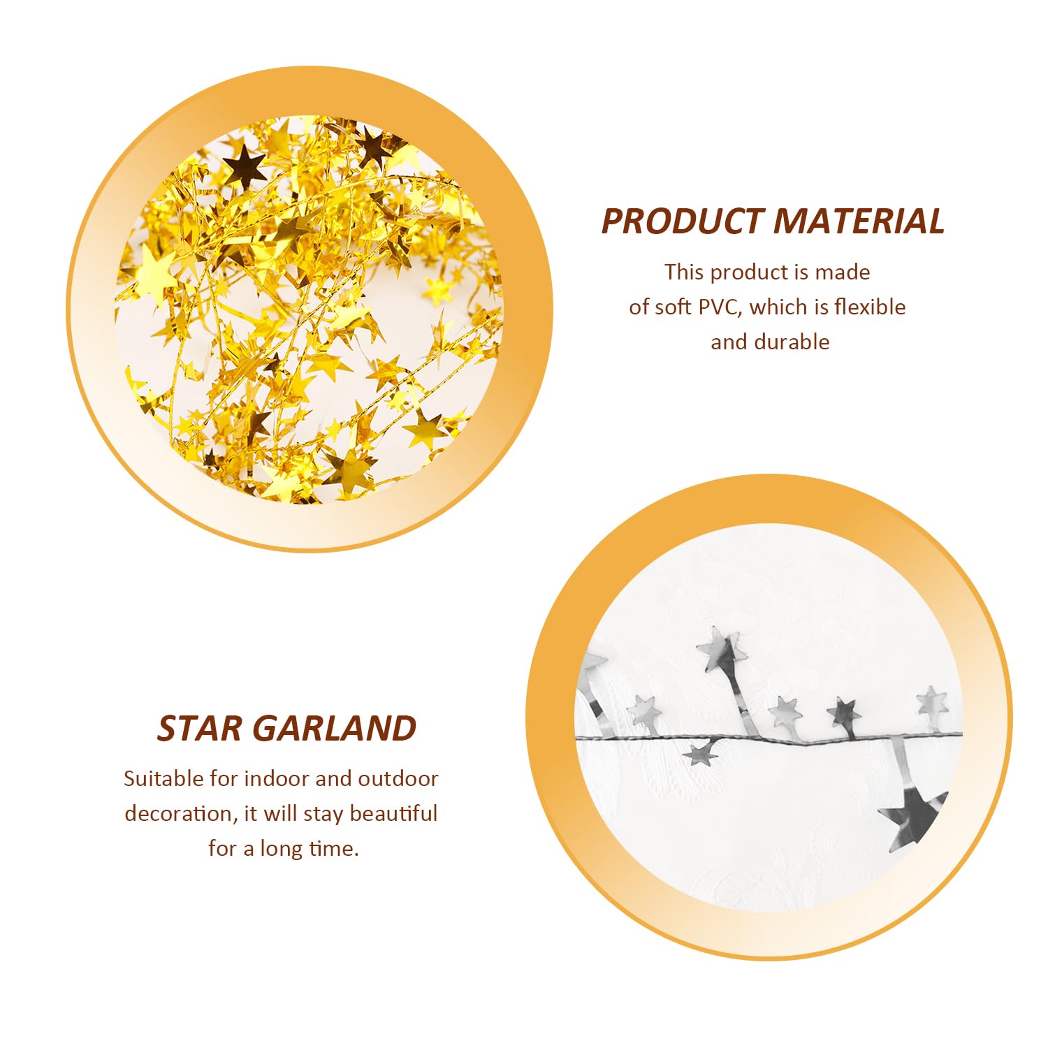 WUFGWBD 2 Pieces Of Sparkling Garland, Party Decoration Garland, Party Scene Decoration, Pvc Garland, Star Garland - Image 3