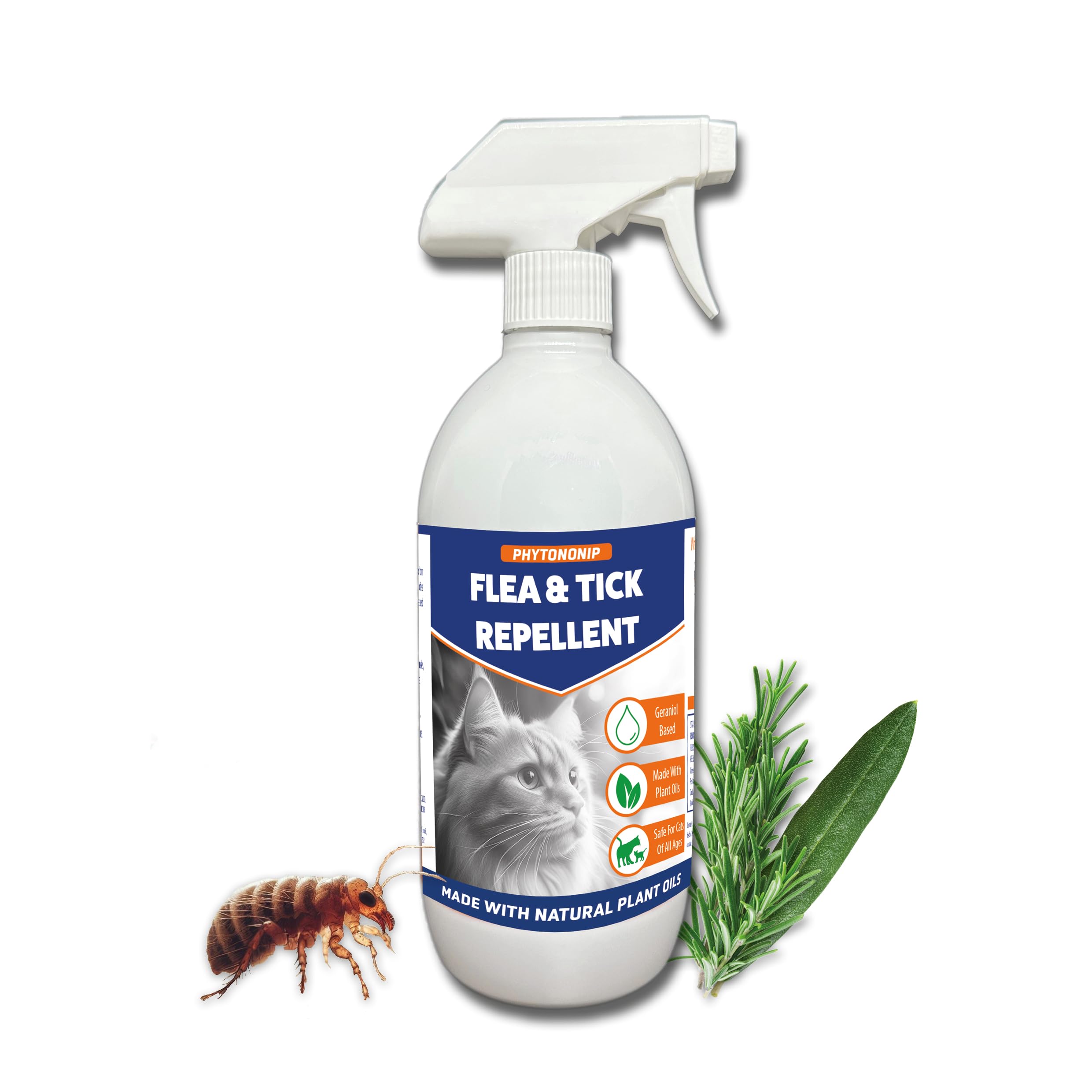 ASHBROOK Flea & Tick Spray – Phytononip. 500ml Cat Flea Spray for the Home User, Repellent for Cats & Kittens, HSE Authorised Geraniol Spray with Essential Oils. Tick Spray & Kitten Flea Treatment