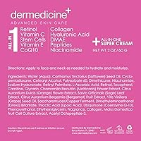 Vista 5 de Crema antienvejecimiento todo en uno para cara con retinol, vitamina C, células madre, vitamina E, CoQ10, colágeno, ácido hialurónico, DMAE