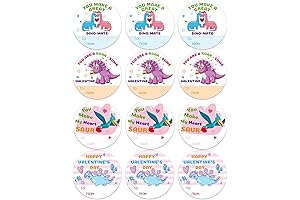 Happy Valentine's Day Gift Tags: Dinosaur Valentine Stickers for Kids