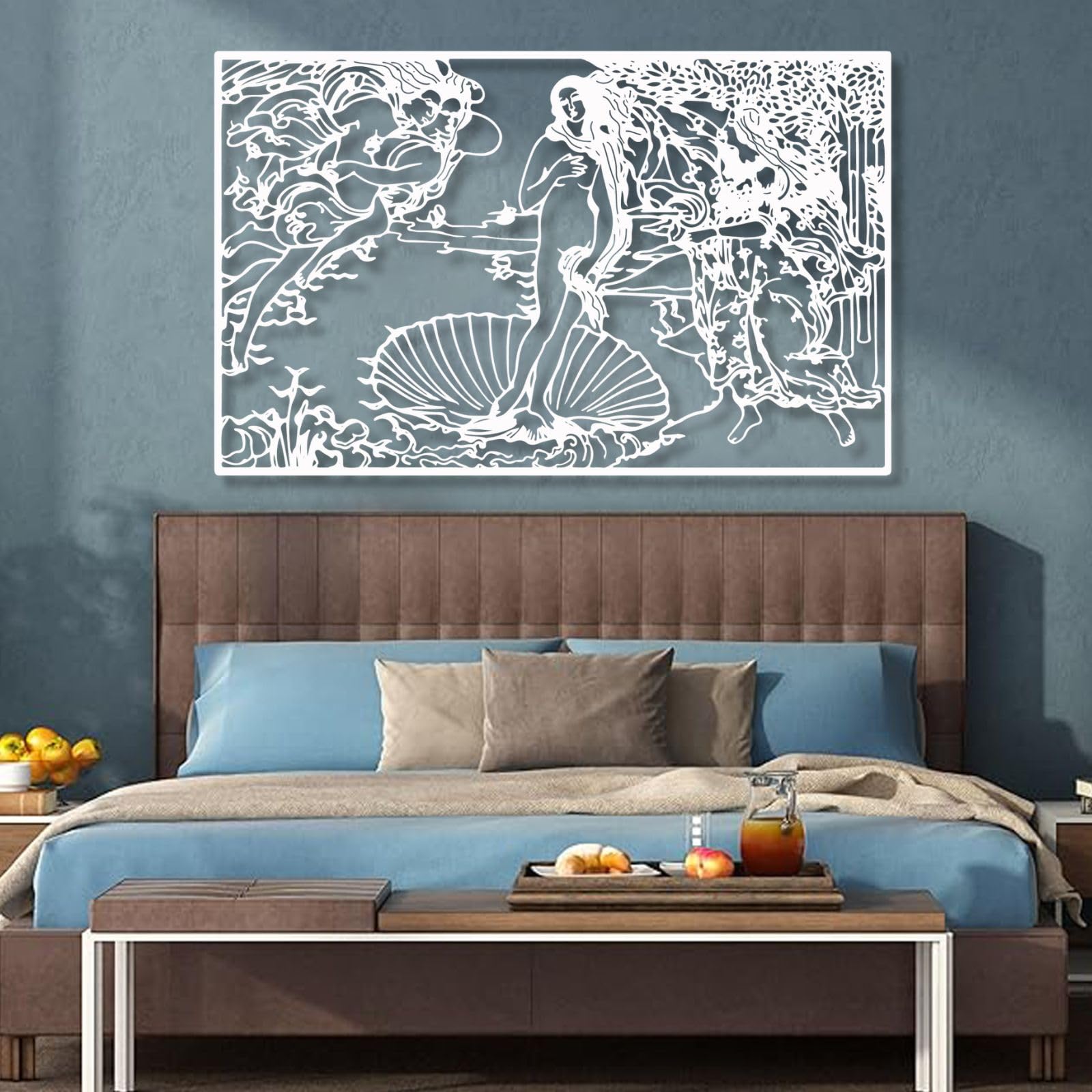 Art Mural La Naissance De Vénus en métal blanc 120x75 cm pour décoration de salon