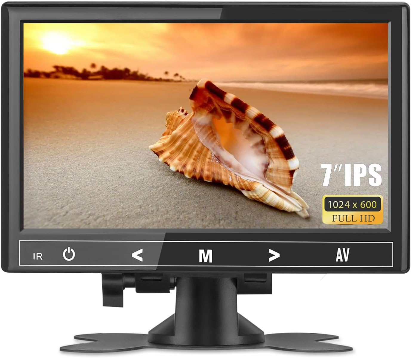 7 inch Mini Monitor, 1024X600 IPS Small HDMI Monitor VGA AV for PC/CCTV/Raspberry PI/Security Camera/Gaming, Build in Speakers & Earphone Jack, with Remote Control