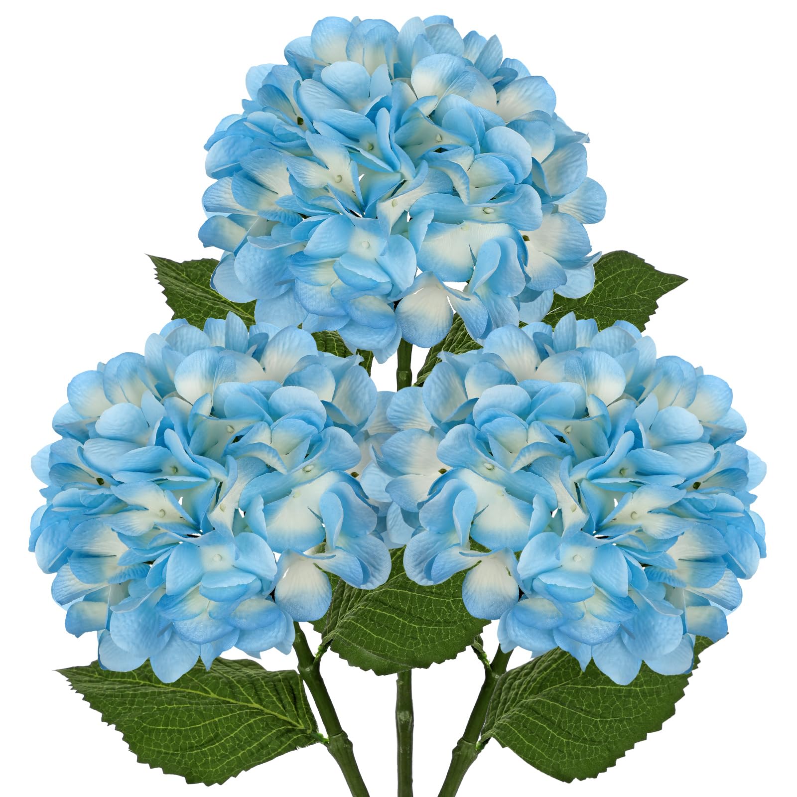 Hollyone Pack of 3 Hydrangea Artificial Flowers, Brown Fake Hydrangea Stems with Large 7'' Blooms, Long Stem Silk Flowers for Floral Arrangement, Tall Vase, Home Decor, Wedding Decorations — image 1