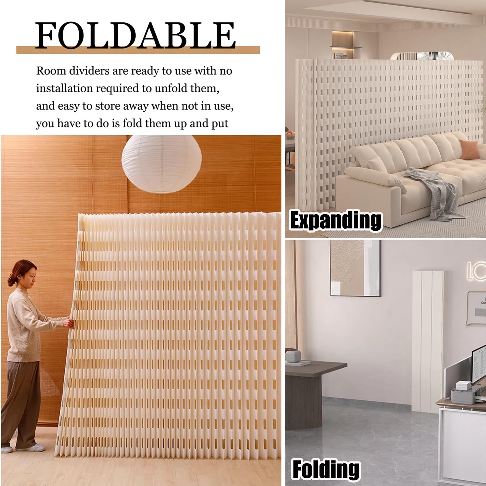 Cloison De Séparation Pliable 5 Panneaux Blanc 250x200 Cm En Tissu Et Fer - Bricolage