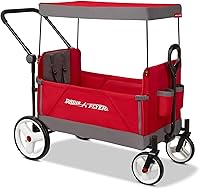 Radio Flyer Convertible Stroll 'N Wagon - Toddler Stroller Wagon for Kids 1+, Red Push/Pull Beach Cart, 120lb Capacity