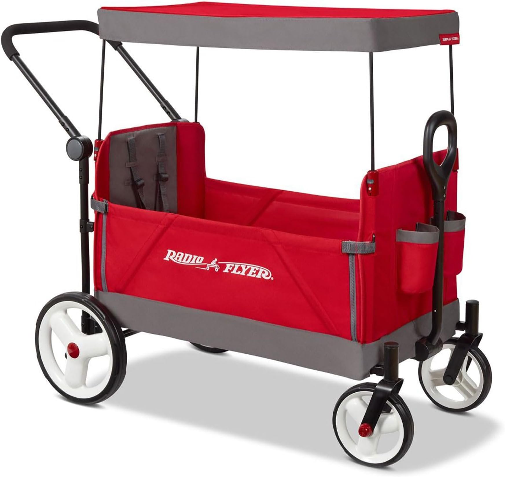 Wagon for Kids, Baby Stroller, Outside Toys for Toddlers 1-3, Rolling Cart, Beach Cart with Wheels, Convertible Stroller Wagon for Kids Ages 1+ Years, Red