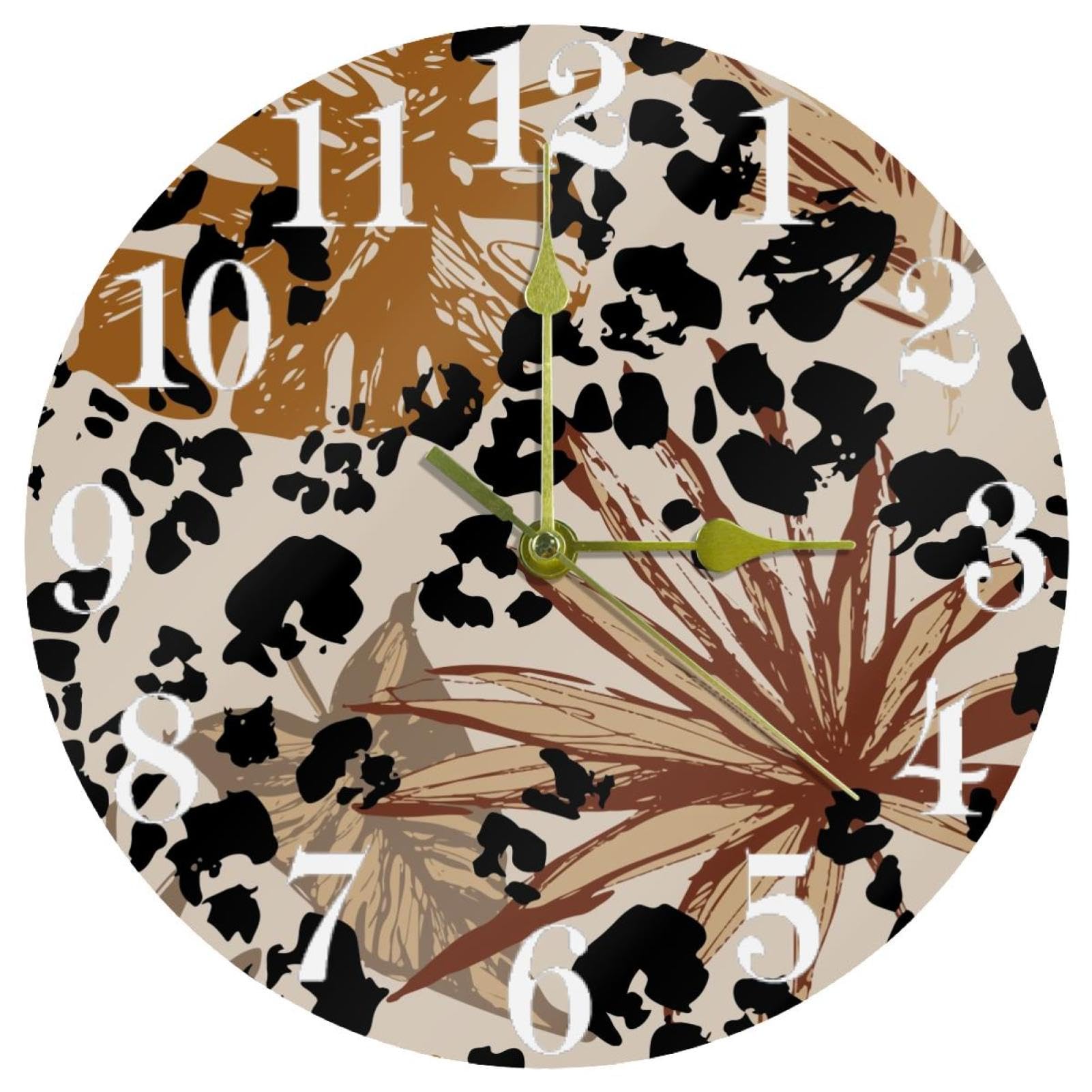 Horloge murale a quartz Monstera ronde fonctionnant a piles sans bruit
