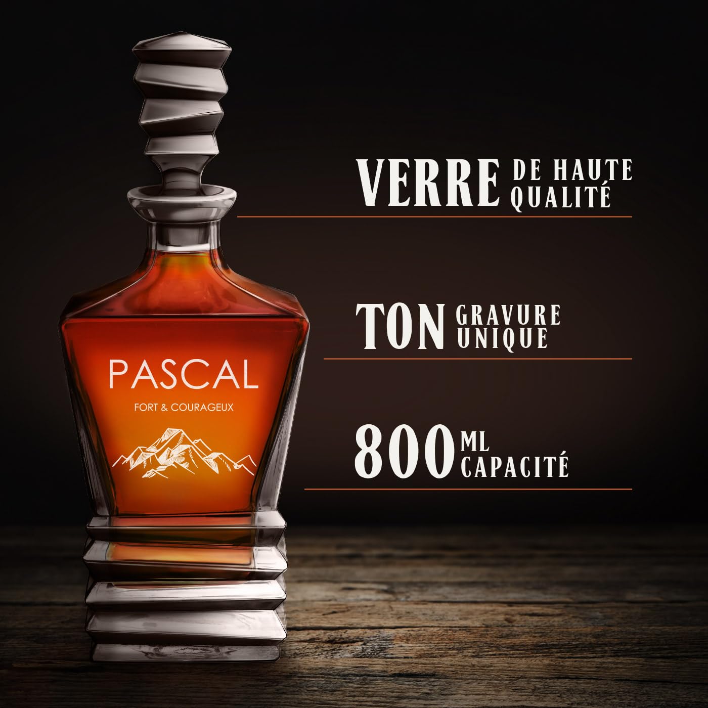 Maverton Décanteur et 6 verres pour ami - Produits en verre géométrique - Ensemble personnalisé pour homme - Set à whisky gravé pour mari - Whiskey set - Pour anniversaire - Fort