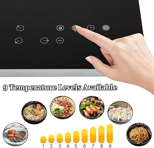 Miniatura 2 de Placa eléctrica de cerámica de 2600 W 110 V, 3 quemadores, sensor de placa de cocción incorporada, control táctil, placa eléctrica con bloqueo de