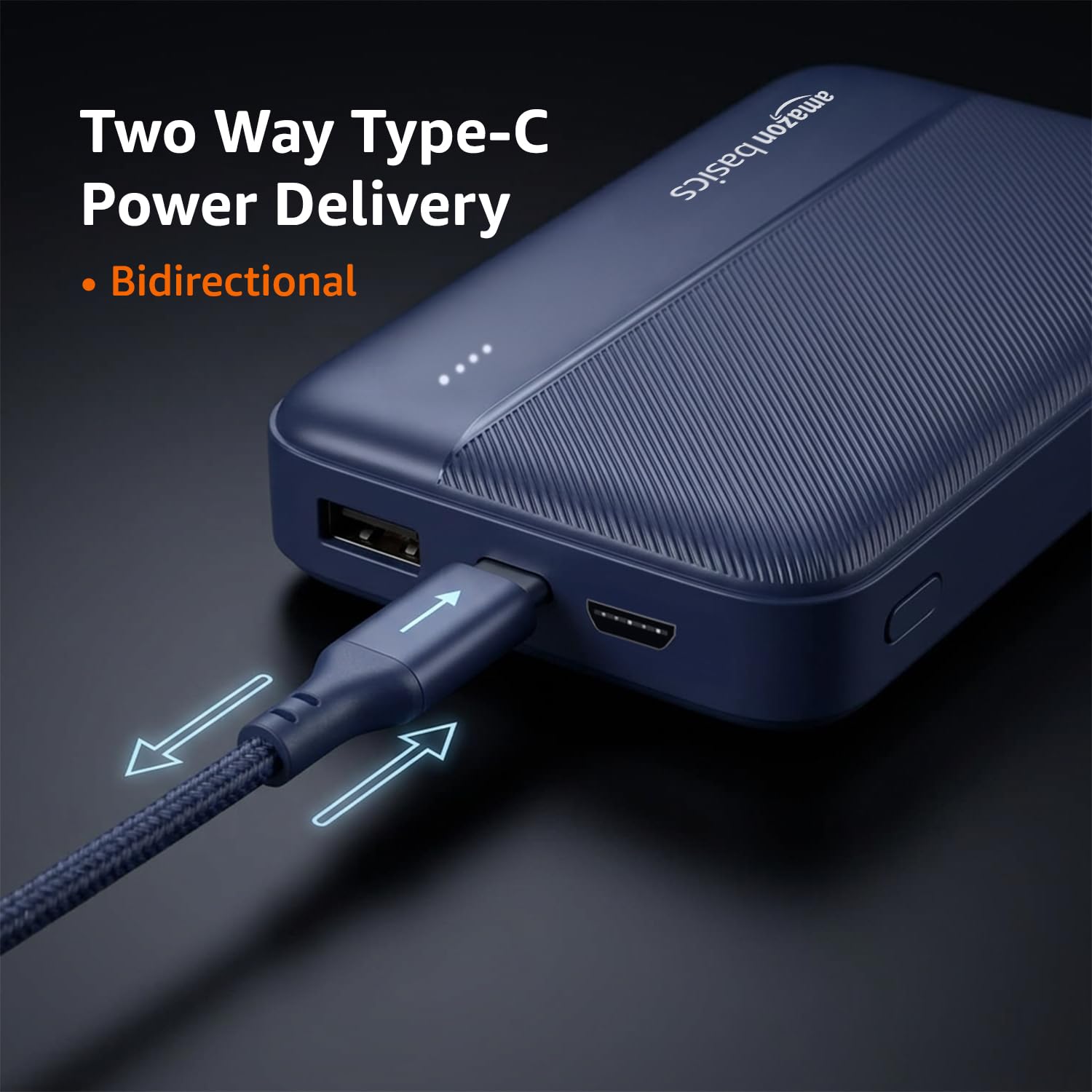 Amazon Basics 20000 mAh Power Bank | 22.5W Fast Charging | Dual Output & Input | Charge 3 Devices Simultaneously | for Smartphones, TWS Earbuds, Speakers, Tablets (Dark Blue) 4