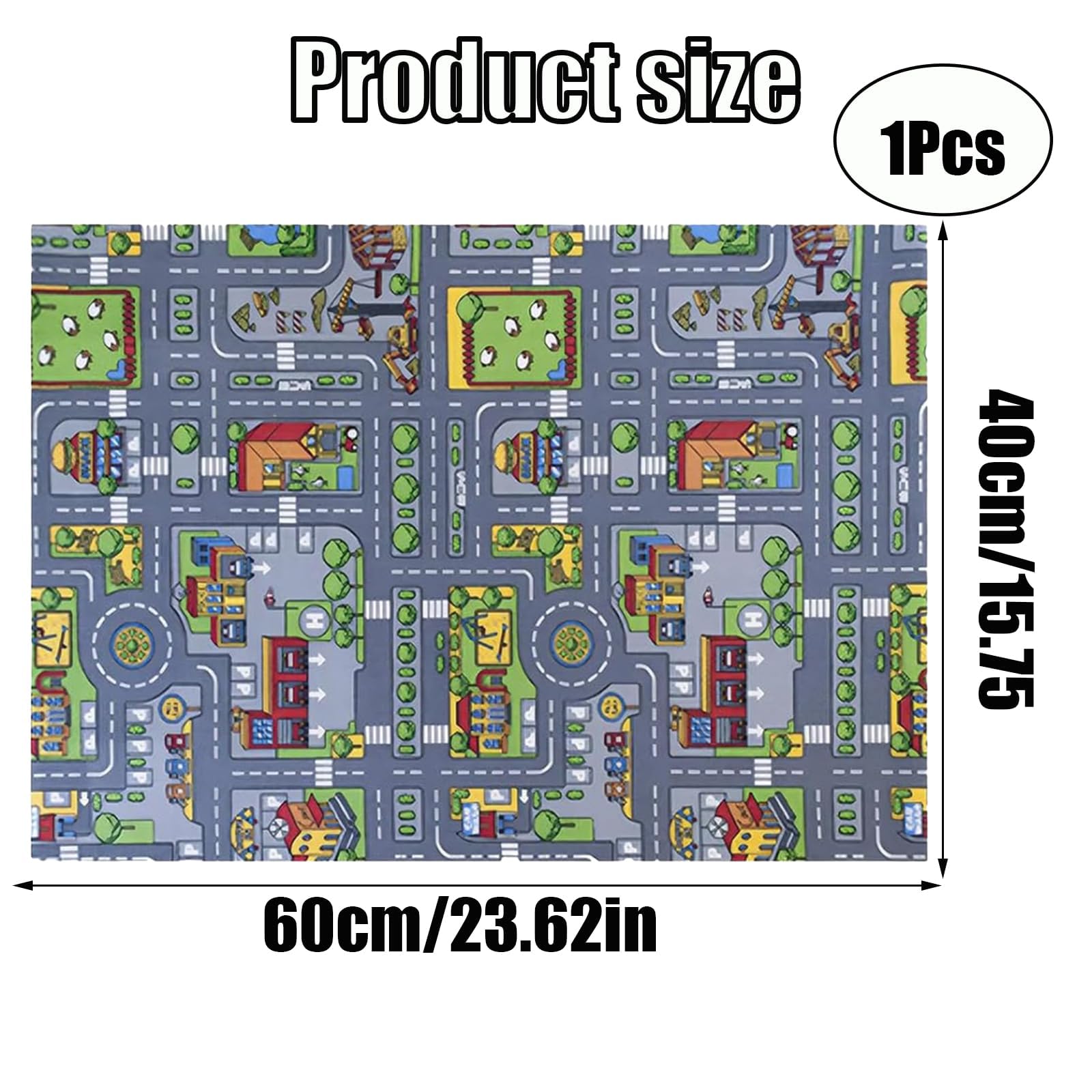 Road Mat for Toy Cars 40 X 60 Cm, Car Play Mat, Interactive Play Carpet for Children Non-Slip Car Rug Play Mats - Image 2
