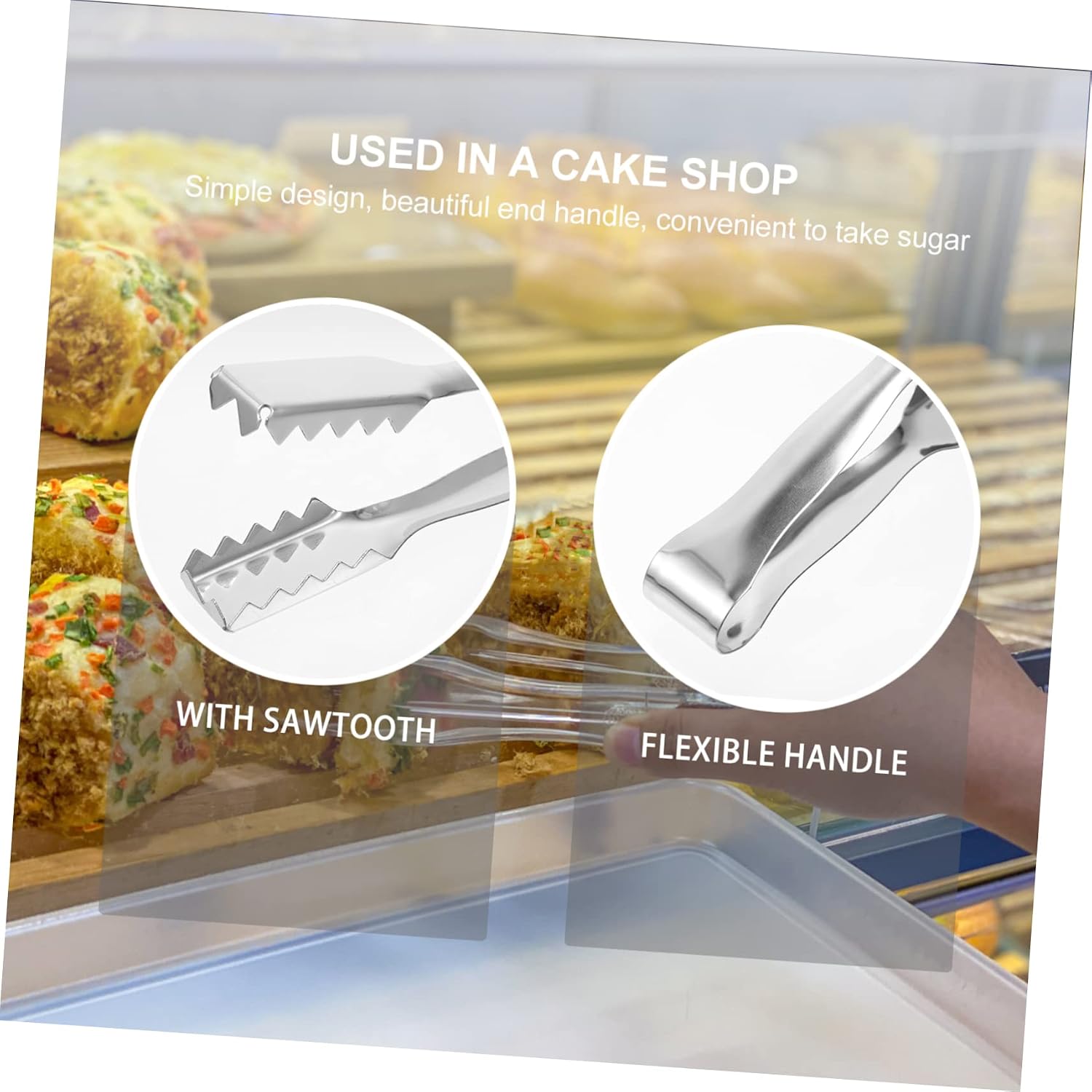 PRETYZOOM 2pcs Serrated Stainless Steel Tongs Sugar Cube Holders Portable Clamps for Tea Parties and Daily Use for Ice Candy and Fruit Serving