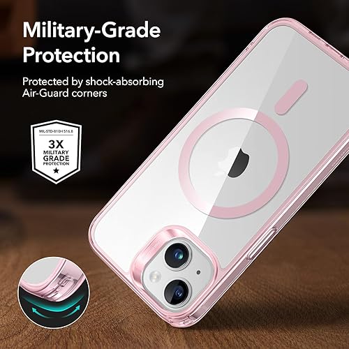 Vista 390 de ESR Funda para iPhone 15 Pro Max, compatible con MagSafe, de grado militar, negro transparente