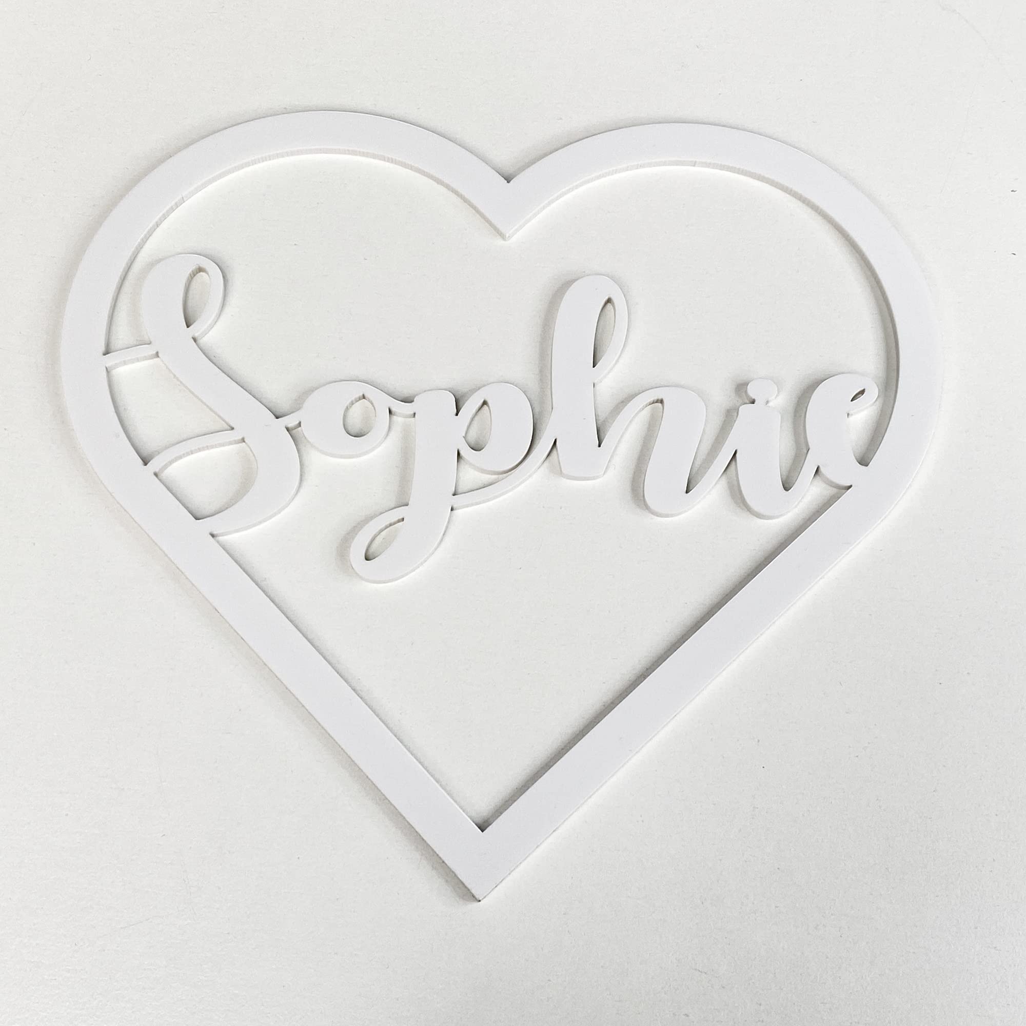 Personalised Any Name Text Wooden Colour Hoop Acrylic Mirror Floral Wedding Wreath Hanging Door Sign Wall Decoration Plaque Heart (White Acrylic, 60)