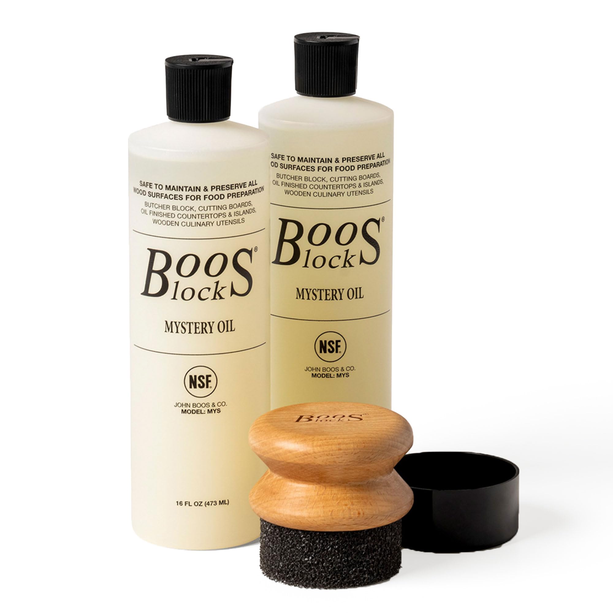 John Boos Block 32 fl oz Mystery Oil &amp; Applicator Wooden Cutting Board Care Set