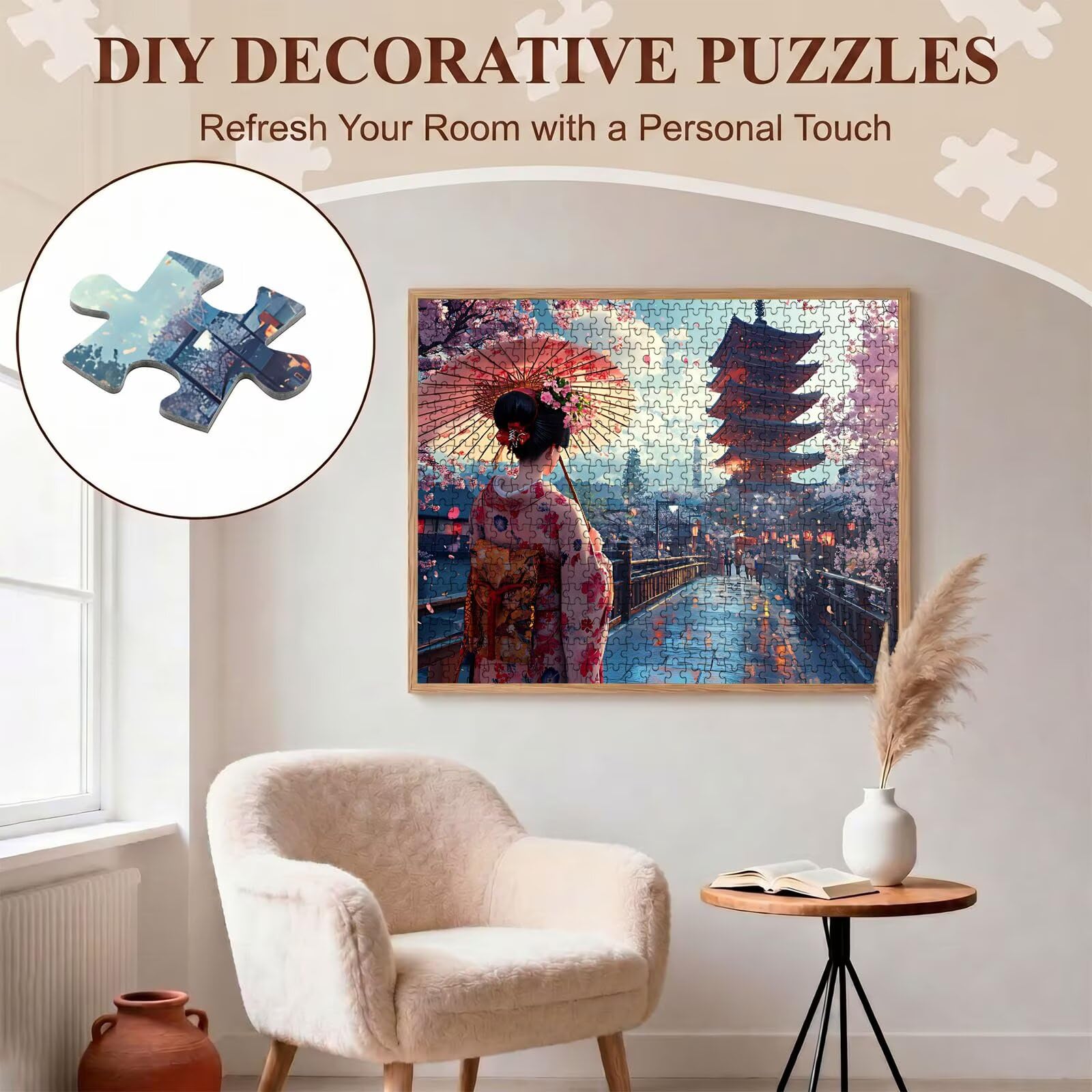 donna Giappone Puzzle 1500 Pezzi per Adulti, Puzzle in Legno - Collezione Classica con Poster Incluso - Sfida di Concentrazione e Passatempo Antistress, Gioco Educativo per Famiglia, 87 x 57 cm f0-820