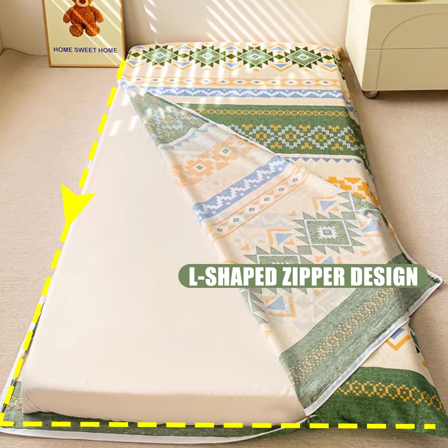 F,100x200cm(Twin), 100% Cotone Futon Cover per Giapponese Futon Floor Materasso Morbido Coprimaterasso Futon Tradizionale Protezione per Materassi A Fascia Completa Copriletto