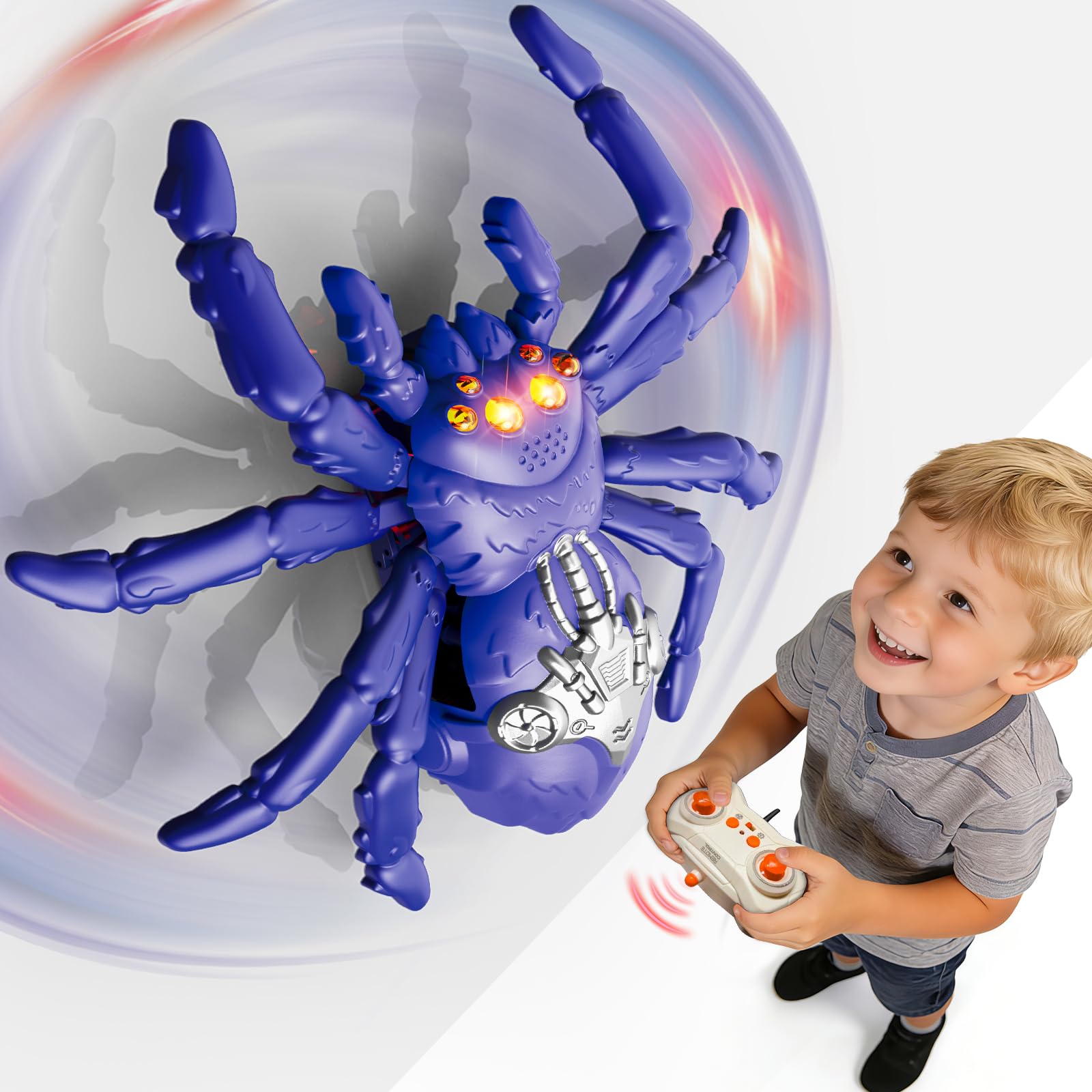 Wall Crawling Spider, Rechargeable Remote Control Robot Kids Toys, Wall Climbing Funny Prank Toys Birthday Gifts for Boys & Girls Ages 5 and Up (Blue)