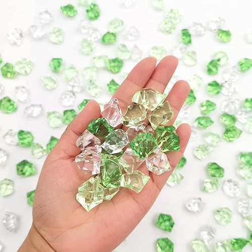 LYFJXX 225 piezas de cubos de hielo falso triturado, piedras de hielo de acrílico transparente con diamantes falsos de colores surtidos, cubos de