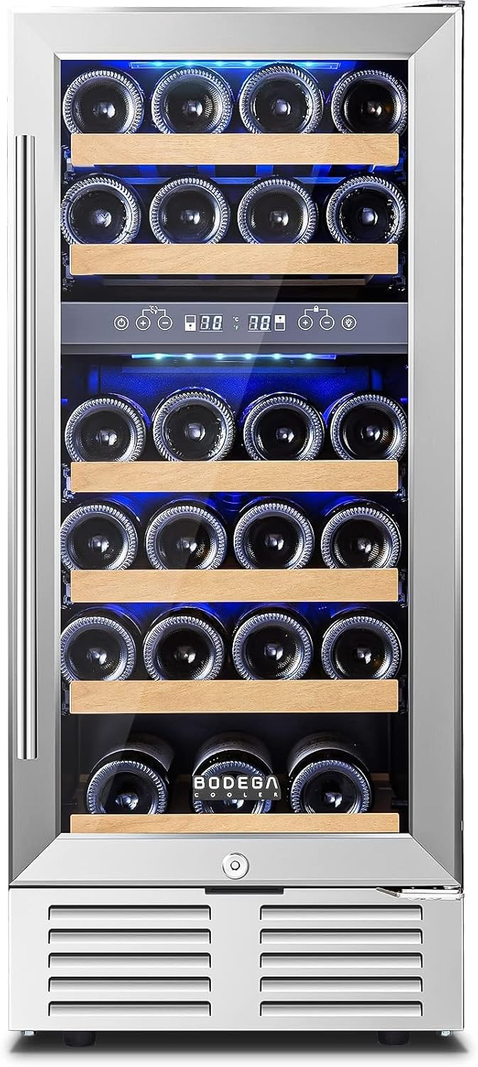 BODEGA 15 Inch Wine Cooler Under Counter, 28 Bottle Dual