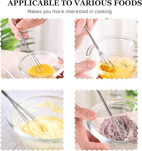 Miniatura 36 de NileHome Juego de batidor de acero inoxidable de 8 pulgadas, 10 pulgadas, 12 pulgadas, batidor de globos de cocina, batidor de alambre para cocina