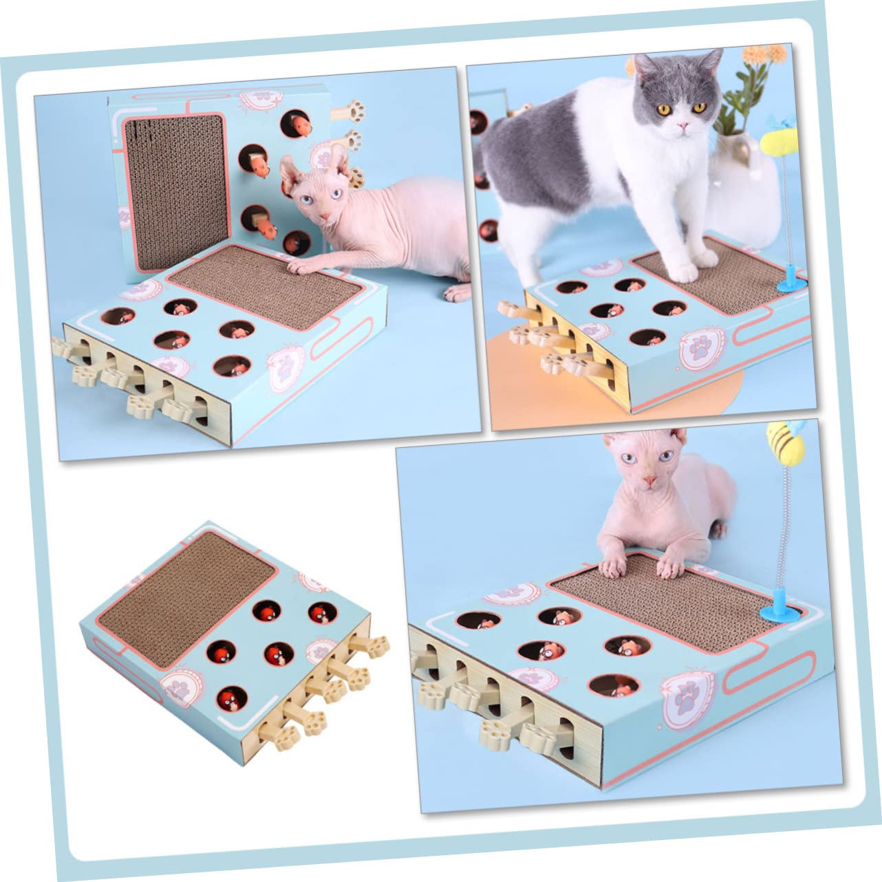 TOYANDONA Juguete para Gatos Whack-Mole Rascador para Gatos Interactivo para Entretenimiento Interiores