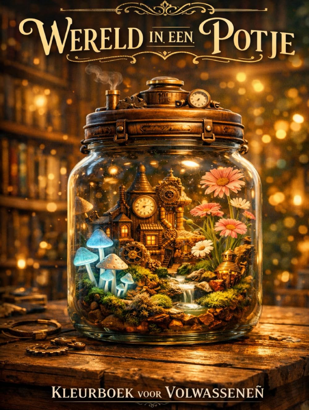 Wereld in een Potje: Kleurboek voor Volwassenen: 50 Magische Miniatuurwerelden met Steampunk, Natuur, Botanische Tuinen en Curiosa – Voor Ontspanning en Mindfulness