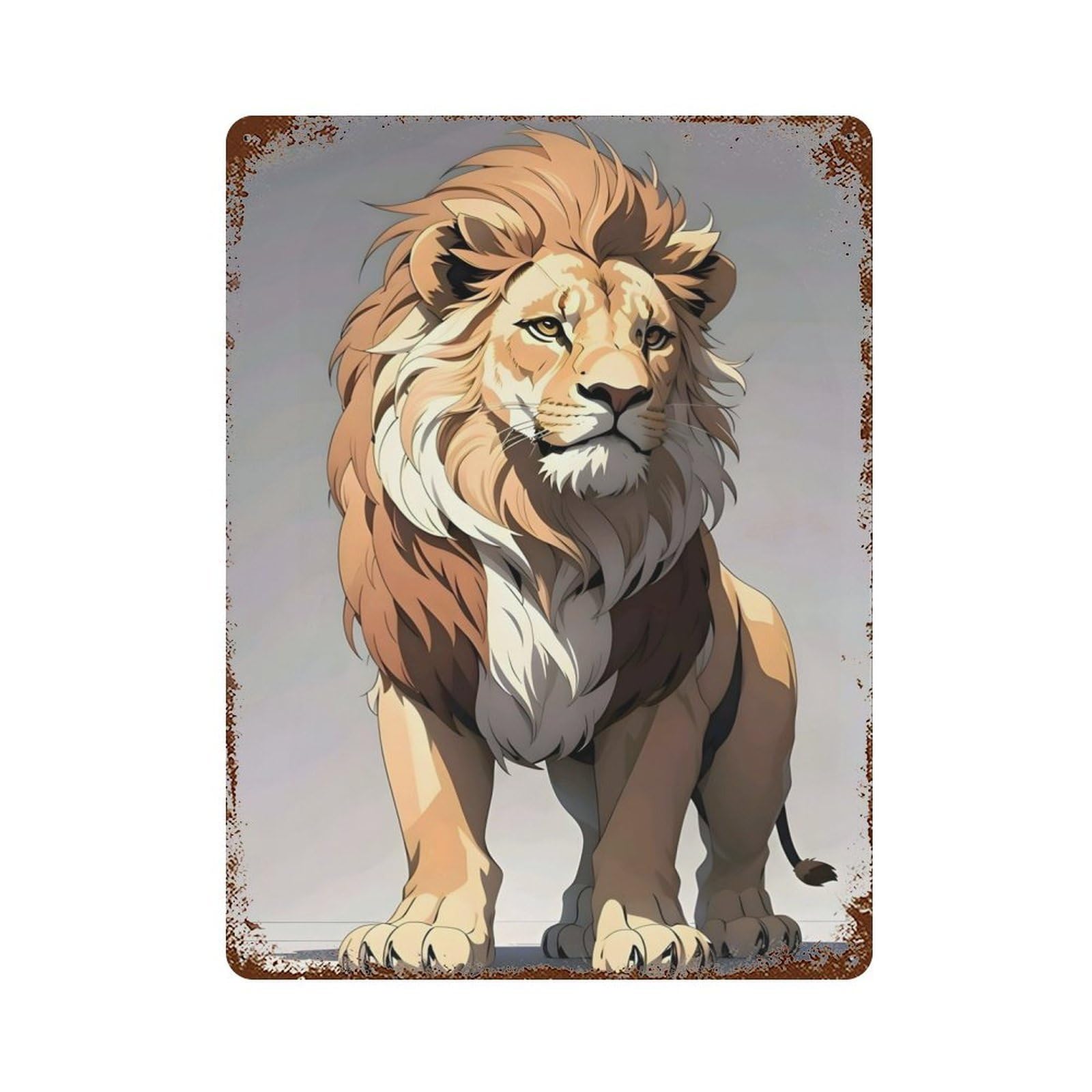 Lion of The Jungle Rusty Metal Tin Sign 15.7"x11.8", for Living Room, Hallway And Home Decor, Old School Wall Decor