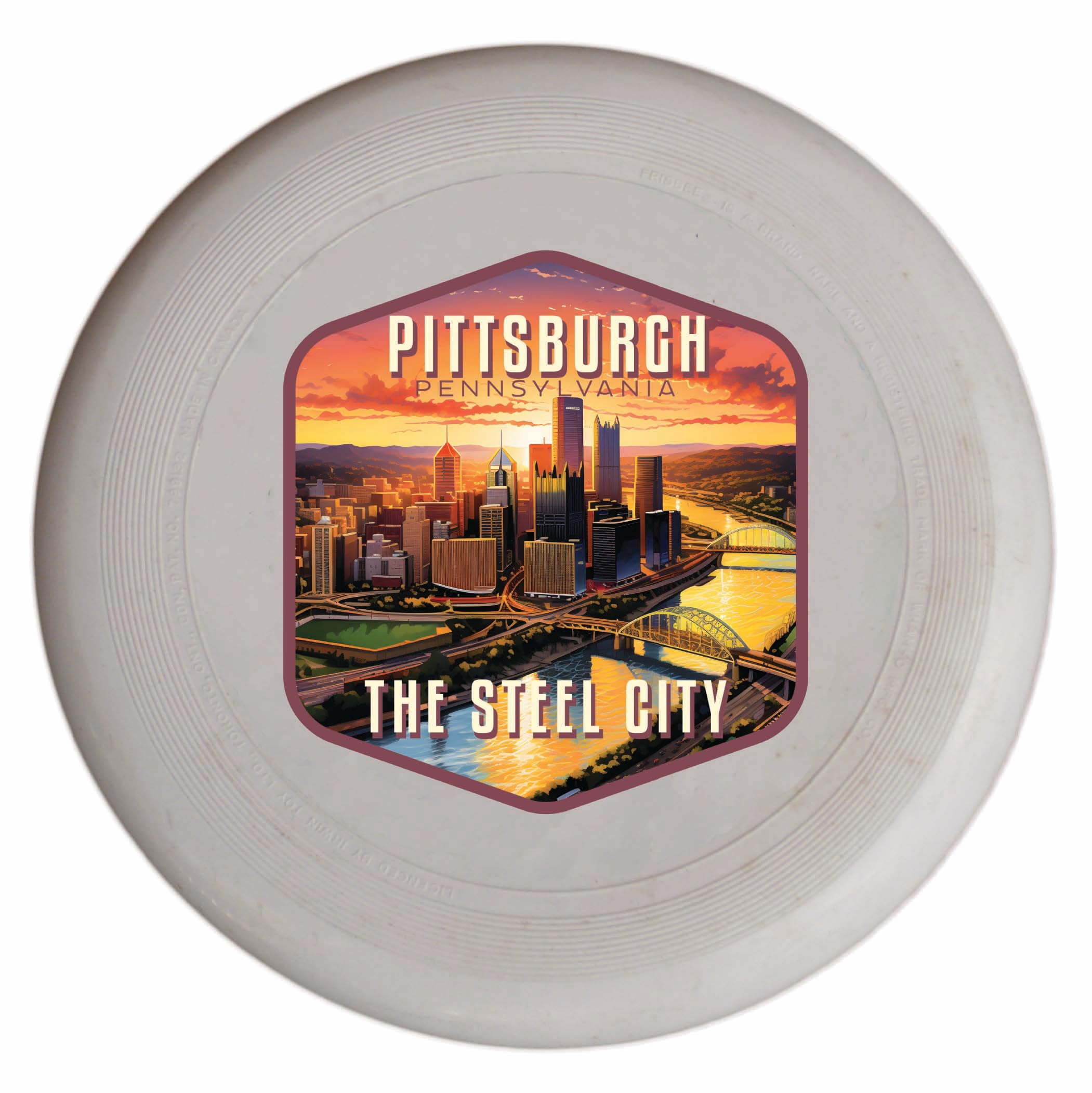 Pittsburgh Pennsylvania The Steel City Design Souvenir Frisbee Flying Disc 4-Pack
