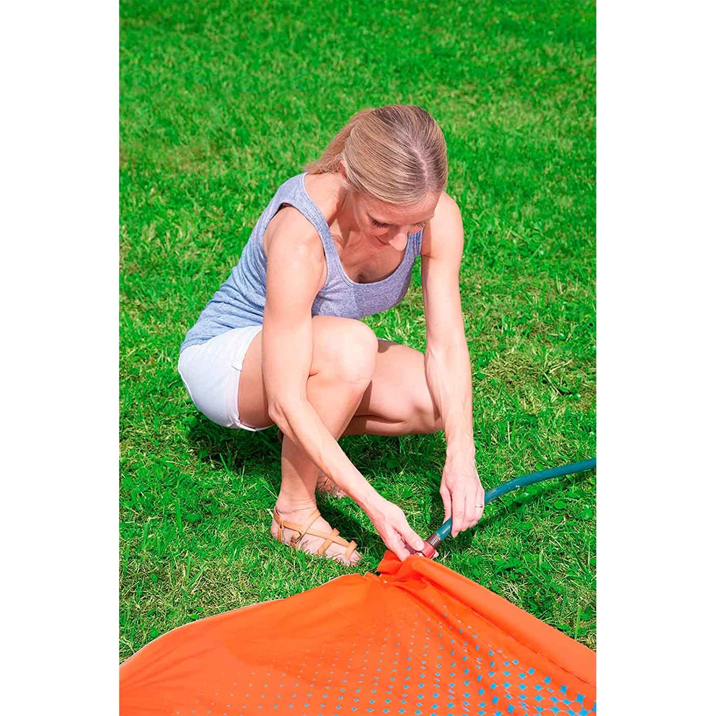 Acan Tradineur - Pista Deslizante Hinchable Individual con rociadores de Agua, tobogán resbaladizo de PVC para Carreras, jardín, Aire Libre, 488 cm