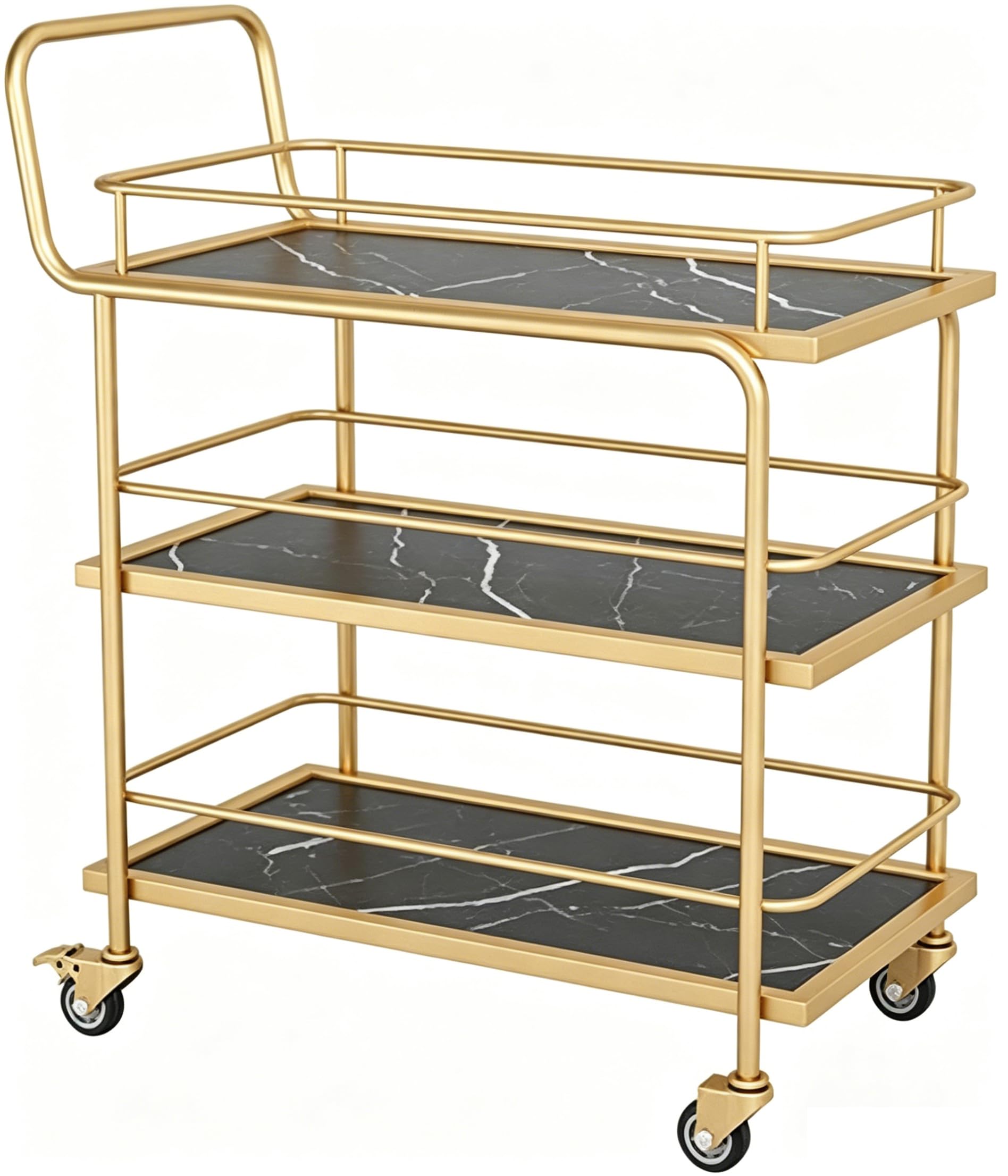 Carrello di servizio per ristoranti, 3 ripiani, con recinzione e pannelli in marmo per buffet