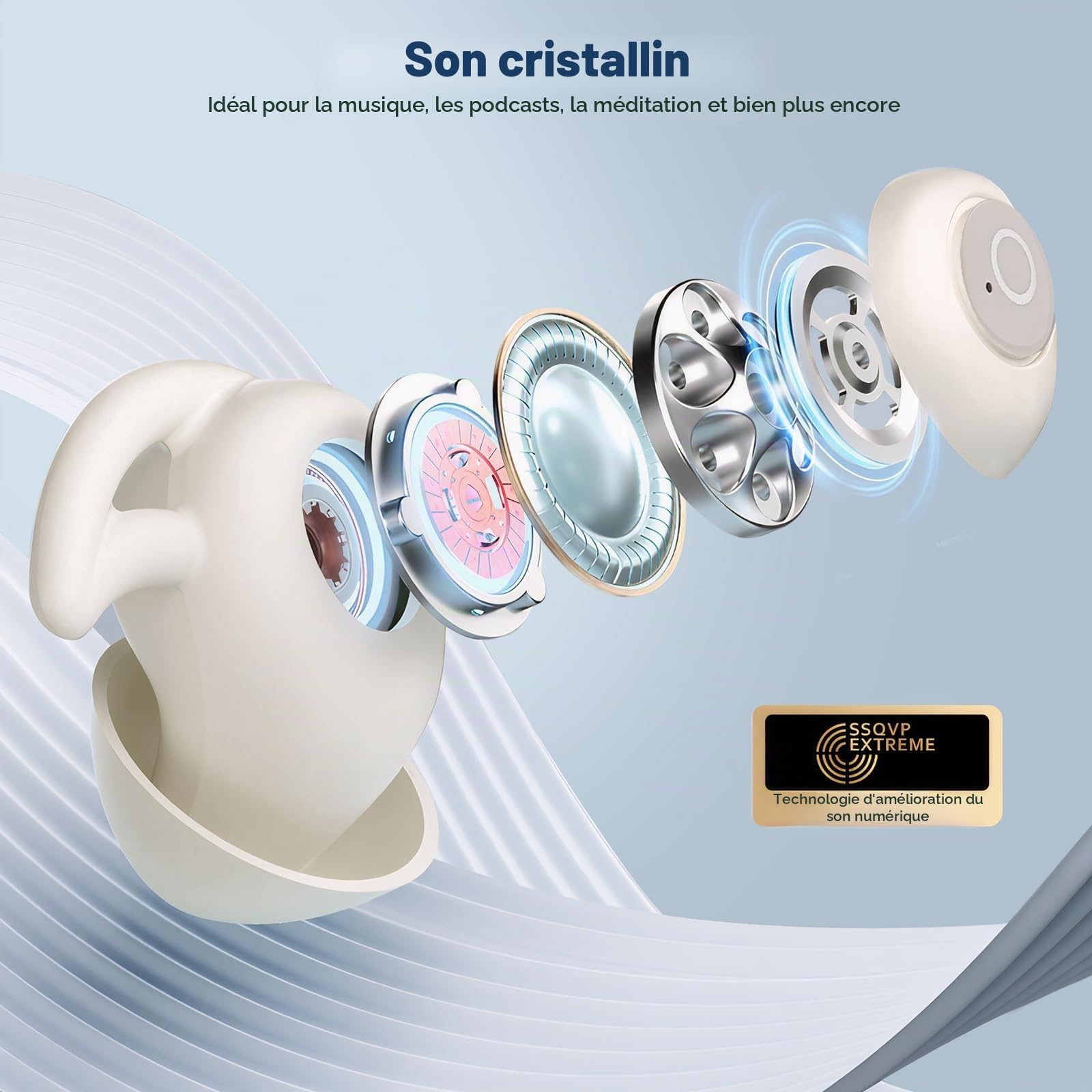 Novonell Snooze Pods Pro, éCouteurs Pour Dormir, éCouteurs Anti-Ronflement Pour Les Personnes Dormant Sur Le CôTé, Novonell Sleep Pods, éCouteurs Pour Dormir Bluetooth, Mini éCouteurs Bluetooth Sleepb